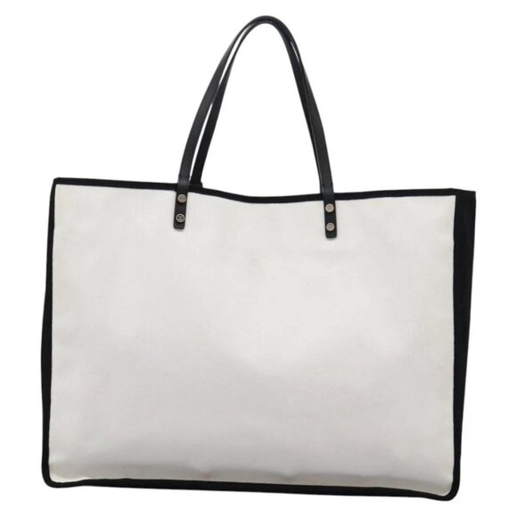 CHANEL Ladies First Tote Bag Canvas Black White CC Auth PP319AV - Picture 2 of 16